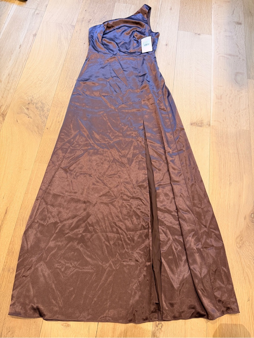 Birdy Grey Kira One Shoulder Maxi Dress Chocolate Brown Formal Gown NWT